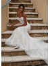 Beaded Sweetheart Neck Ivory Lace Tulle Open Back Wedding Dress